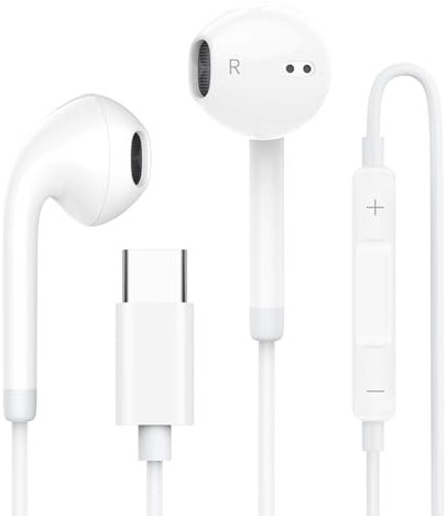 USB C Headphones for iPhone 16 15, Wired Earbuds USBC for iPad Pro Air Mini, iPad 10th, MacBook, Type C Earphones for Samsung, Google Pxiel, Lenovo, Dell, in Ear Headphones, Microphone, Volume Control