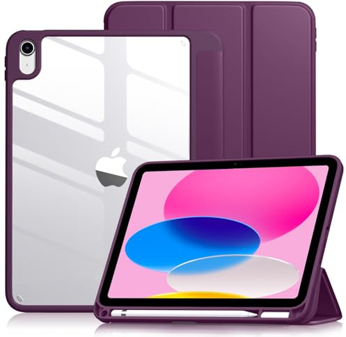 Vobafe Coque pour iPad (A16) 11ème Gén 2025/10ème Gén 2022, Violet Mûre | Housse Étui iPad 11 Pouces avec Porte-Stylet, Transparent en PC, Supporte Touch ID et Veille/Réveil Automatique