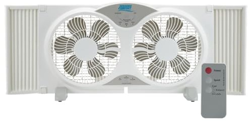 Seaons Comfort - Ventilador de Ventana Doble de 9 Pulgadas, silencioso, de 3 velocidades, portátil, con certificación ETL, Control Remoto
