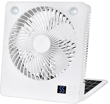Patifirst Ventilatore Solare - Ventilatore Portatile con Pannello Solare,Ventilatore Ricaricabile Pieghevole Silenzioso Con Luci LED E 3 Velocità Per Casa, Spiaggia, E Viaggi
