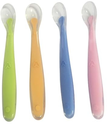 VICASKY 4Stücke Babylöffel für Selbstständiges Füttern Sicher und für Kleinkinder für Beikost Farben Zufällig Ergonomisches Design Frei