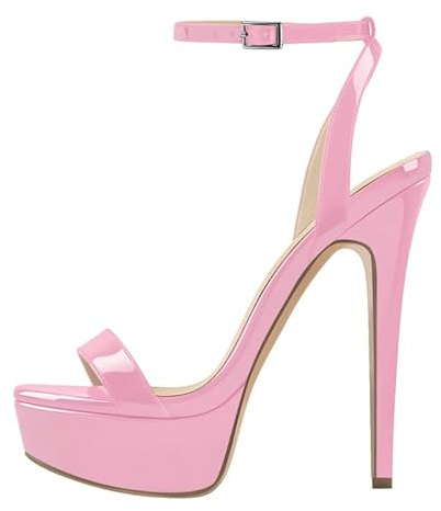Only maker Damen Plateau High Heels Sandaletten Riemchen Sandalen mit Schnalle Stiletto Absatz