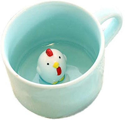 NYTGHYT Taza de café en miniatura de dibujos animados 3D, 300 ml, taza de animales 3D (pollo)
