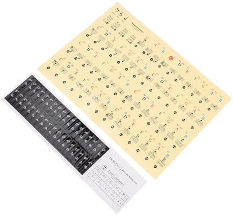Cabilock Abnehmbare Tastaturaufkleber für Klavier und Elektronische Orgel Nano Material ohne Klebstoff Klare Noten und Tondrucke für Anfänger 1 Beutel