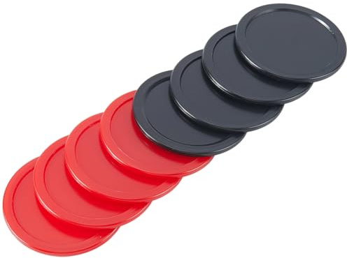 CREATCABIN 8PCS Air Hockey Pucks 2.5 Inch Heavy Replacement Pucks Standard Plastic Lightweight for Tables Equipment Practicing Training Set Entertainment Party Accessories Indoor Adults Red Black