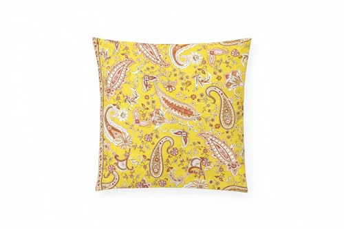 Bassetti Granfoulard Kissenbezug aus 100% Baumwollsatin, Kissenhülle mit Reißverschluss cm 40x40 cm (MONNALISA Y1 GELB)
