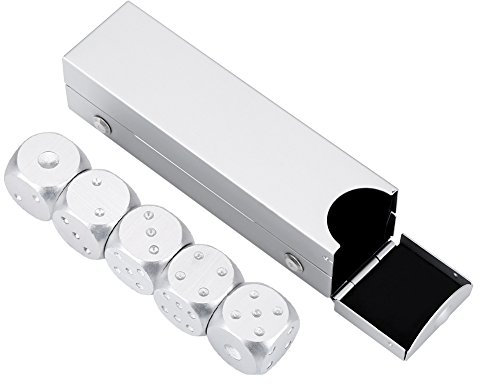 VGEBY Würfel Box Set mit 5 Stücke, Spielwürfel Tisch Poker Spiel Set Unterhaltung Spielzeug Würfel Weihnachtsfeier Geschenke(Quader-Silber)