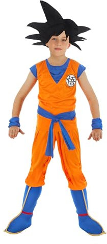 Chaks - Costume Goku Saiyan, Dragon Ball, set da 7 pezzi per bambini, outfit per carnevale, Halloween e appassionati di anime