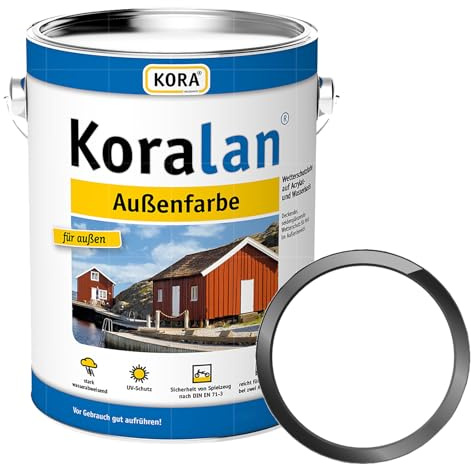 Koralan KORA deckende Außenfarbe für Holz - wetterfest, UV-beständig und ideal für Dachuntersichten, Fachwerk, Fenster, Außentüren und Zäune, langlebiger Schutz (Weiß, 10 Liter)