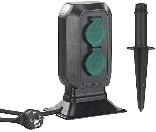 Royal Gardineer Spritzwassergeschützte 4-fach-Steckdosen-Säule für den Garten, IP44