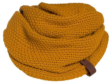 KNIT FACTORY - Coco Loop Schal - Gestrickter Schlauchschal - Für Damen und Herren - Herbst & Winter Essentials - Zeitloses Mode-Accessoire - Strickschal mit Wolle - Hochwertige Qualität - Ocker