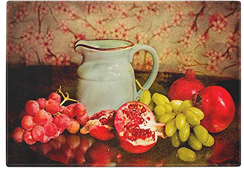 Pitcher Jug & Fruits Design Tempered Glass Chopping Board - Large
