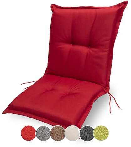 sunnypillow Stuhlauflage Niedriglehner 100 x 50 - Gartenstuhlauflage Extra Dicke 9 cm - Sitzauflagen Auflage für Gartenmöbel UV-Lichtecht, Wasserdicht - Outdoor Stuhlkissen für Gartenliegen - Rot