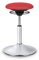 BALIMO Classic - Bürohocker - ergonomischer Sitzhocker - Hocker mit Schwingeffekt - Rücken-Trainer - Sitztrainer - Bewegungshocker - Bewegungsstuhl - Standfuß Silber gebürstet (Rot)
