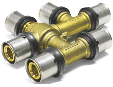 Sanpro Pressfitting kreuzungsfreies T-Stück TH Kontur, Größe 20x2 - Abgang 16x2-20x2 (kreuzungsfrei STECKFIT THPRESS)