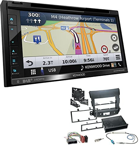 Kenwood DNX5190DABS 2-DIN Navitainer Autoradio kompatibel mit Apple CarPlay Android Auto Bluetooth DAB+ passend für Citroen C-Crosser 2007-2014 schwarz mit OEM Navi