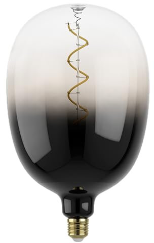EGLO XXL E27 Lampe dimmbar, Spiral LED Retro Glühbirne Big Size, extra-großes Vintage Deko Leuchtmittel in Grau und Schwarz, 4 Watt, 85 Lumen, warmweiß, 1800 K, L 29,5 cm