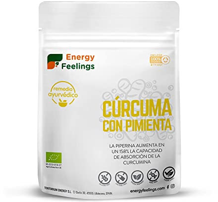 Energy Feelings - Cúrcuma Pimienta Negra Ecológica En Polvo Curcumina Biodisponible - 200g