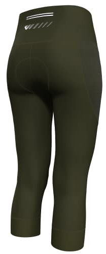 Lo.gas Fahrradhose Damen Gepolstert 3/4 Radlerhose High Waist Radhose Polster Elastische Radlershorts Mit Tasche M Pitch Grün