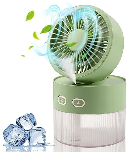 fenshine Spray Cooling Fan USB Mini Fan Desktop Foldable Cold Air Humidification Spray Multifunctional Night Light (Three colors random)