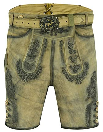 Kurze Trachten Lederhose mit Gürtel, Olive Meliert,Wildbockleder,Antik Oktoberfest Trachtengürtel|Oktoberfest Trachtengürtel Bayern lederhose herren trachtenlederhosen für herren|lederhose herren lang