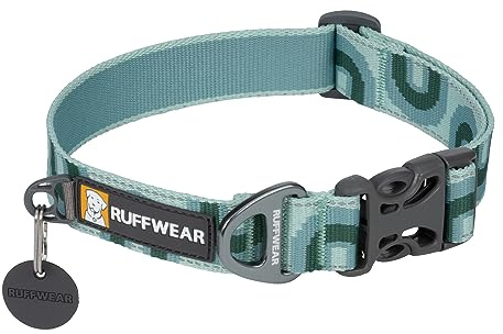 Ruffwear, Crag Dog Collar, Stylish Adventure Collar with Premium Reflective Design, Quick Release Buckle, Lightweight All-Day Comfort, Grassy Oxbow, 14-20
