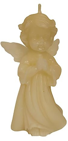 Bienenwachskerze | Beten Cherub | Der Betende Engel | Handarbeit | Vertrauen | 50 x 35 x 90 mm (Gabriel, Bienenwachs weiß gebleicht)