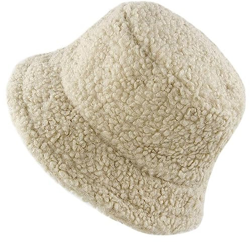 Badekappe Lustig Erwachsene Anglerhut Damen Fell Frauen Winter Eimer Hut Vintage Cloche Hüte Warme Faux Wolle Outdoor Kappe Fischerhut Mit Nackenschutz Jungen Lustiger Hut Herren (Beige, One Size)