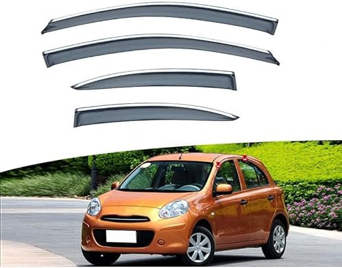 GAMIRA Auto Windabweiser für Nissan Micra 2010-2013, Seitenwindabweiser Regenabweiser Zierstreifen getönt Acrylic Autozubehör