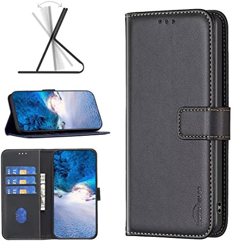 ATISIJIE für Huawei Honor 90 lite Hülle,PU Leder Handyhülle Lederhülle Klapphülle Kartenfach Flip Cover für Handy hülle Leather Wallet Phone Case Hülle für Huawei Honor 90 lite-Schwarz
