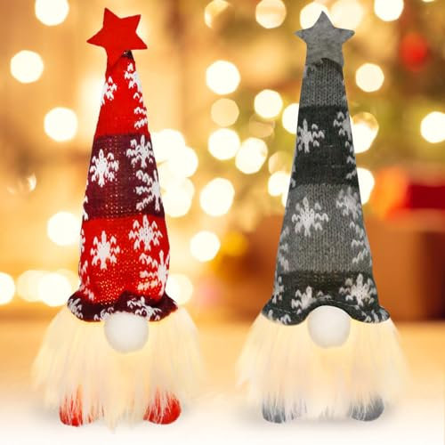 APODESS Wichtel Figuren Weihnachten Deko, Leuchtende Weihnachts Wichtel Klein 2STK LED Weihnachtswichtel Weihnachtsbeleuchtung Innen Weihnachtsdeko Figuren