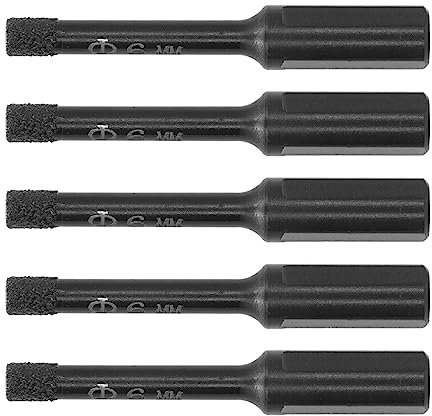 Juego de Brocas de Diamante, 5 Piezas de Brocas de Diamante de Acero Aleado y Brocas de Diamante de Esmeril con Diámetro de 6 Mm para Perforación Precisa, Brocas Jobber