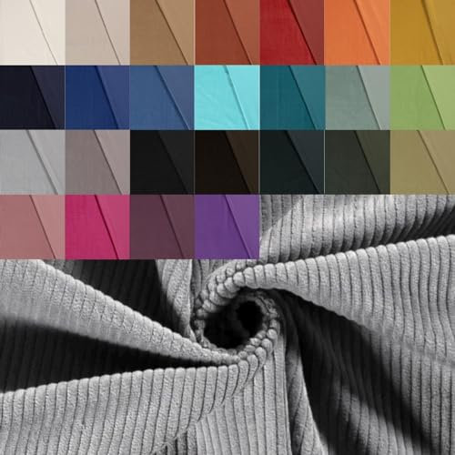Breitcord Meterware - robuster Cordstoff - weicher Baumwollcord - dicker Rippenstoff - breit gerippt - fester Cord Baumwolle *ab 50 cm, Farbe: 063 grau