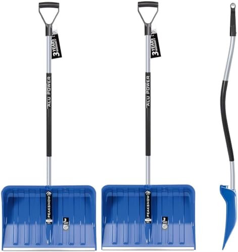2X Set Schneeschaufeln - Schneeräumer für kleine und große Schneemengen – Kunststoff-Blatt, Aluminiumkante, Aluminium-Stiel mit separatem Griffbereich Ergonomisch