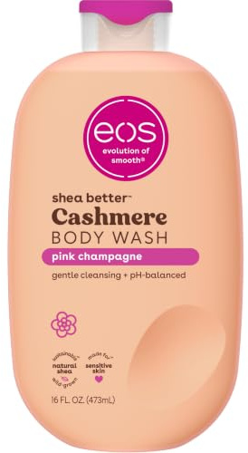 eos Cashmere Body Wash – Pink Champagne, Moisturizing Body Wash, Creamy Gel Formula, with Shea Butter, Glycerin, Vitamin E, pH Balanced, Sensitive Skin, Vegan, 16 fl oz