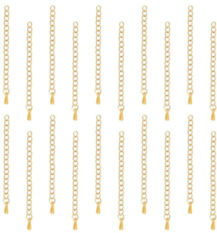 UNICRAFTALE 20 STK 304 Edelstahl Kettenverlängerung Gold Verlängerungskette Mit Tropfen Kettenlaschen Halskette Armband Verlängerungskette Für Frauen Fußkettchen DIY Schmuckherstellung 55~63mm