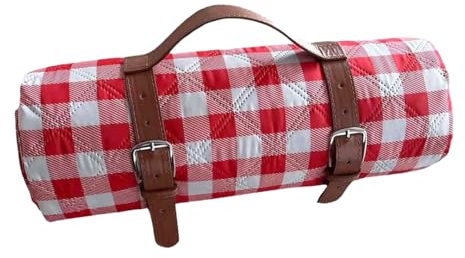 Novimark Picknickdecke, Campingdecke mit wasserdichter Unterseite, rot und weiß 200 x 200 Outdoor-Falt-Campingmatte