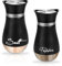 Dispensador de Especias, Juego de Salero y Pimentero, Salero y Pimentero con Fondo de Cristal y Tapa de Acero Inoxidable, Accesorios de Cocina, para Casa, Cocina, Restaurante, 2 Piezas, Negro