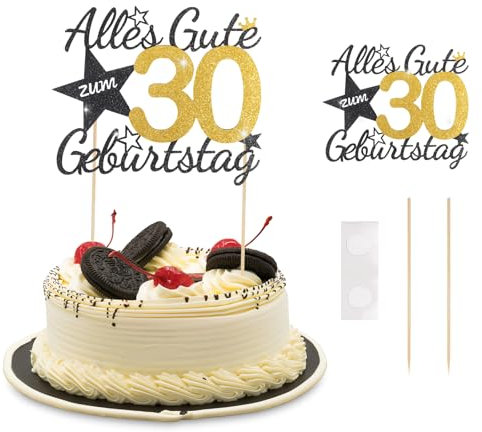 Tortendeko 30 Jahre, Cake Topper Alles Gute zum Geburtstag, Kuchen Deko, Torten Topper, Tortenstecker für Geburtstagsfeier Frauen Männer