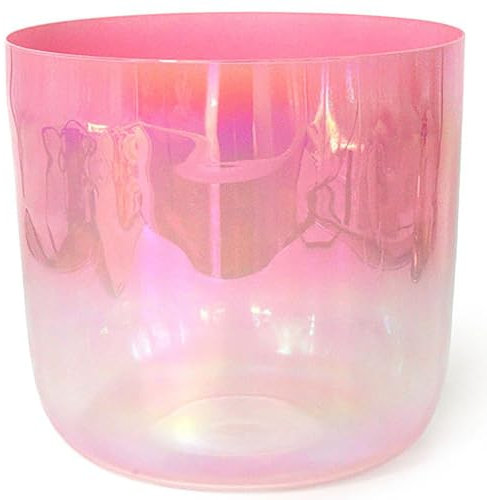Klangschale, Tibetische Kristall Klangschalen, Singing Bowl für Meditation, Yoga, Chakra, Buddha Deko, Einzigartige Geschenke für Frauen & Männer (7inch,Pink)