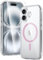 FNTCASE for iPhone 16 Plus Case: Clear Case Magnetic Military Grade Drop Protection Anti Yellowing Cell Phone Cover - Rugged Shockproof Protective Bumper Transparent Cases(Light Pink)