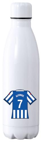 C&P Botella futbol personalizada, Botella de agua acero inoxidable térmica de doble Capa bebidas frías 24h y Calientes 12h, Capacidad 500 ml (Depor)