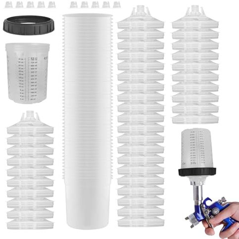 Vasos de pintura - Vasos medidores de pintura | 50 vasos portátiles para mezclar pintura para pulverización de coche, kit de vaso para mezclar pintura escala transparente para coches