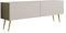 3E 3xE living.com TV-Schrank: Zwei Türen, Zwei Regale, Farbe Kaschmir, goldene Beine, A: B: 140 cm, H: 52 cm, T: 32 cm,