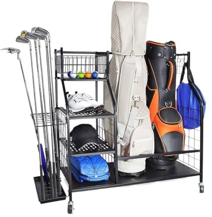Golf Club Rack Organizer Stand for Garage Storage Golf Bag and Equipment Holder for Clubs Accessories Golfing Storage Rack for Clubs