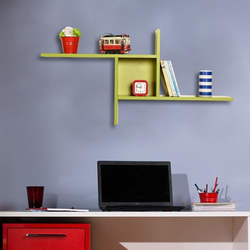 Stylish Green Wall Shelf, 100 cm x 50 cm x 18 cm, 100% Melamine Coated Particle Board, 16 mm Thick, Perfect for Modern Home Decor & Organization