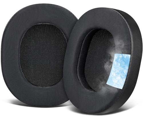 SOULWIT Gel Refrigerante Almohadillas Repuesto para Audio Technica ATH M70X Auriculares, Almohadillas con Espuma de Alta Densidad, Grosor Añadido - Negro