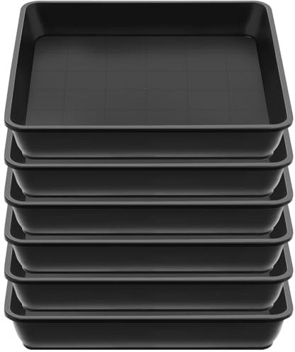 Sibosen 6 Pack Square Plant Saucer,40cm 15.7inch Plastic Plant Water Drip Tray,Flower Pot Saucers,Square Planters for Indoors and Outdoors No Holes Plants Garden Saucer for Plant Pots