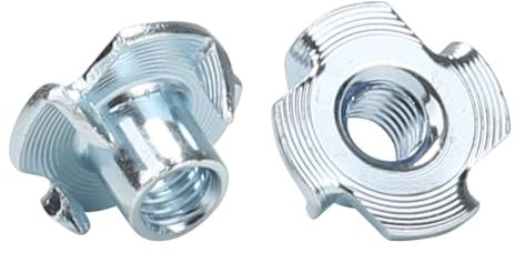 HO2NLE 60 Pièces Écrous à Griffes M6X9 Écrous en T Inserts à Quatre Dents Acier au Carbone Pour Travail du Bois, Jambe de Meuble