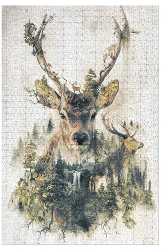 Puzzle Für Erwachsene, 1000 Teile, Hirsch, Holzpuzzle, Holzpuzzle, Geburtstagsgeschenke, Puzzle, Wanddekoration (78×53cm)